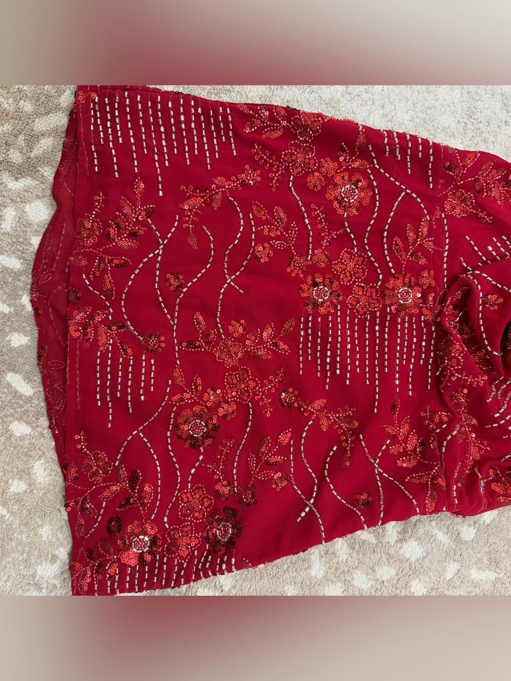 Peppermayo Red Beaded Halter Mini Dress - Picture 9 of 10